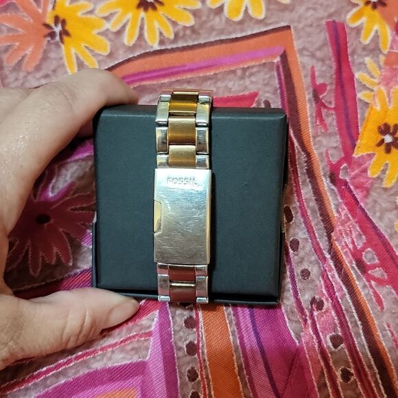 Fossil Riley Multifunction Two Tone Stainless Steel Watch New Battery - Picture 8 of 11